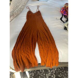 Free People Women's Polka Dot Jumpsuit Orange Size S Casual Sleeveless